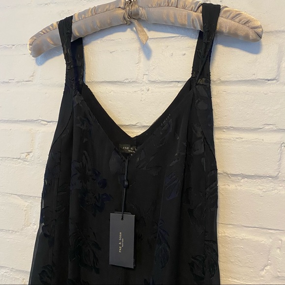 NWT Rag & Bone Lace Midi Slip Dress • The Colette Black Floral Lined Slip Dress - Picture 3 of 11